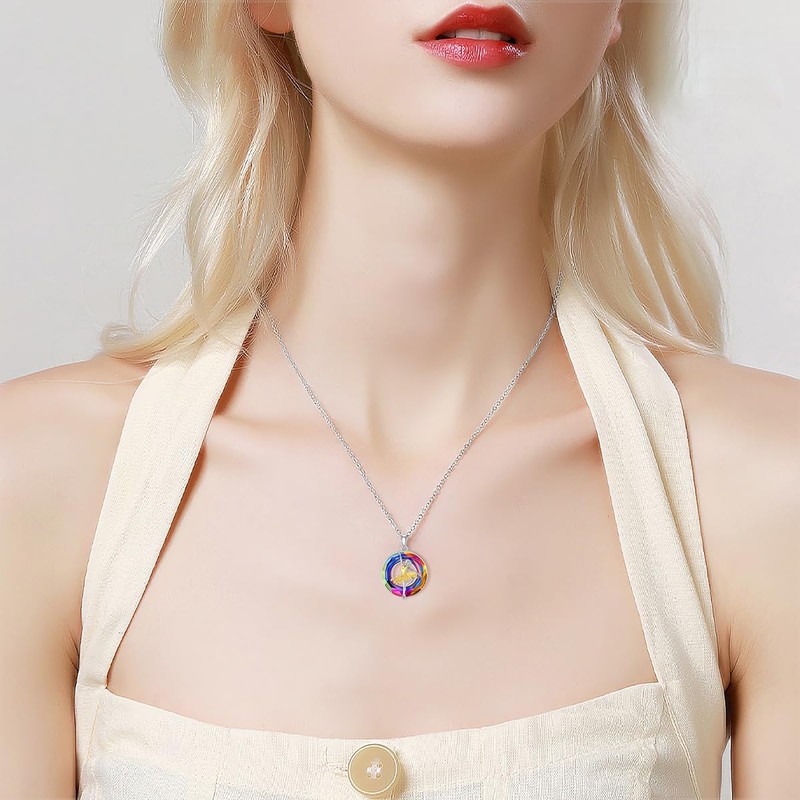 Kvgogo White Gold Plated Silver Hollow Ballet Circular Colorful Crystal
