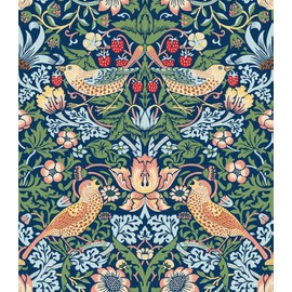 LACHEERY William Morris Wallpaper Peel and Stick Wallpaper Vintage Floral Birds Retro Art Nouveau Wall Paper Blue Green Leaf Self Adhesive Contact Paper for Walls Bedroom Cabinets Drawers 17.5"x79"