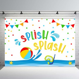 MEHOFOND 7x5ft Beach Ball Birthday Backdrop Summer Pool Party Splish Splash Boy Girl 1st Birthday Background Table Party Decoration Photo Booth Props
