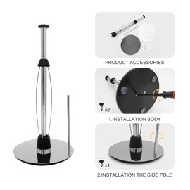 LHYMJRY Countertop Paper Towel Holder with Weighted Base, Stainless Steel One-Handed Tear Paper Towel Holder Stand with Ratchet System for Home Kitchen Countertop Tabletop (Chrome)