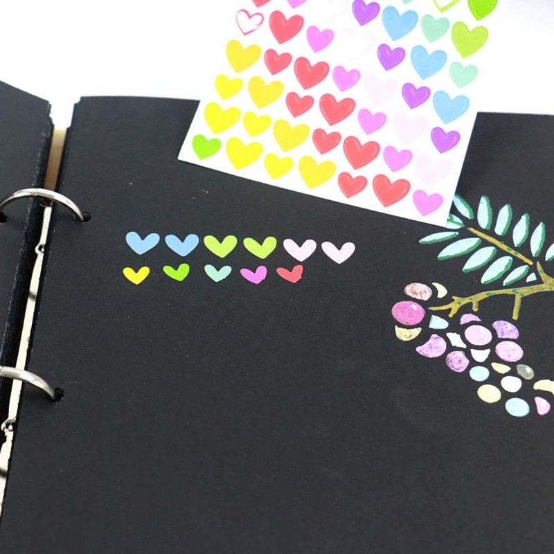 Multicolor Heart Shape Stickers Color Coding Labels - 10 Sheets