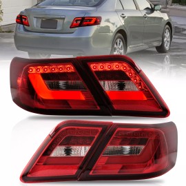 VLAND Red Clear LED Tail Lights For 2006-2011 Toyota Camry XV40 Gen Sedan Rear Lamps