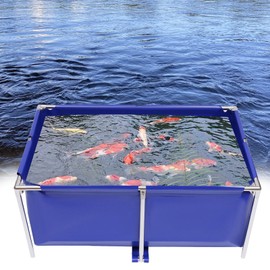 SanBouSi Aquarium Pool Pond Collapsible with Drain Valve, Rectangular Fish Tank Thickening Pool Belt Frame Large Outdoors Tarpaulin Temporary Holding Viewing Canvas Fish Pond 47.2 x 31.4 x 19.6inch