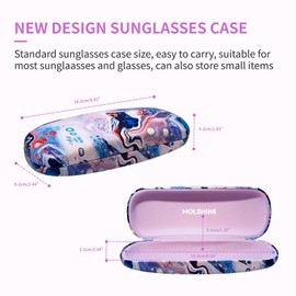 MOLSHINE Hard Shell PU Leather Glasses Case, Travel Portable Eyeglass Case for Men Women Girl Travel Study Work (Ocean)