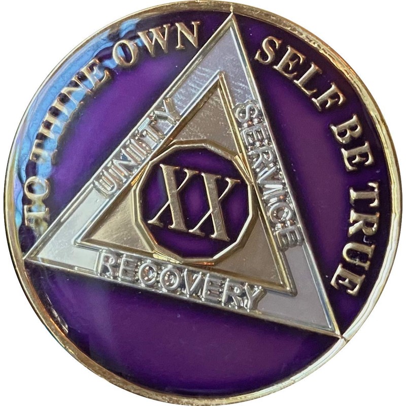 Ranger Industries 20 Year AA Medallion Metallic Purple Tri-Plate Sobriety