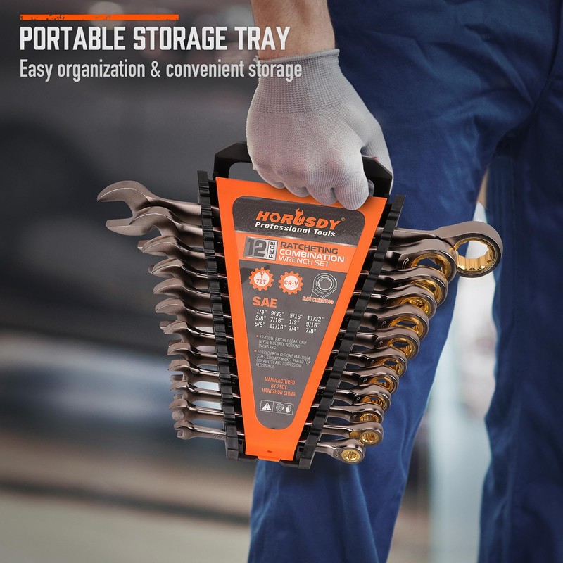 HORUSDY 12-Piece SAE Ratcheting Wrench Set | 1/4” to 7/8“