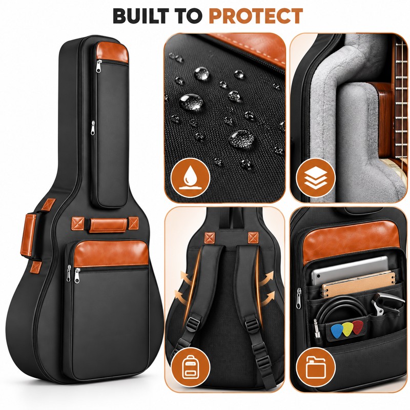 41-Inch Acoustic Guitar Bag for Travel – Thickened Padded Oxford