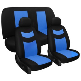 Tapha Universal Car Seat Covers Full Set - Front and Rear Split Bench, Easy to Install, Breathable and Washable Universal Interior Covers for Auto, SUV, Sedan, Van, Airbag Compatible, Black & Blue