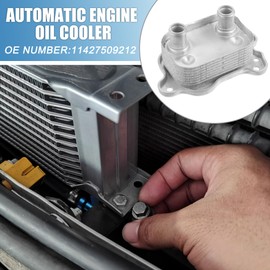 A ABSOPRO Automatic Engine Oil Cooler No.11427509212 Transmission Heat Exchanger Oil Cooler for Mini Cooper 2002-2008 Aluminum Silver Tone
