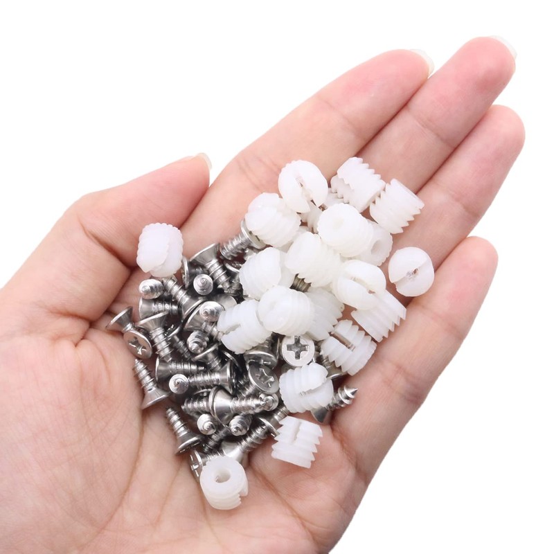 MEETOOT 100pcs Plastic Hinge Dowel Inserts Kit 4x10mm Toothed Machine