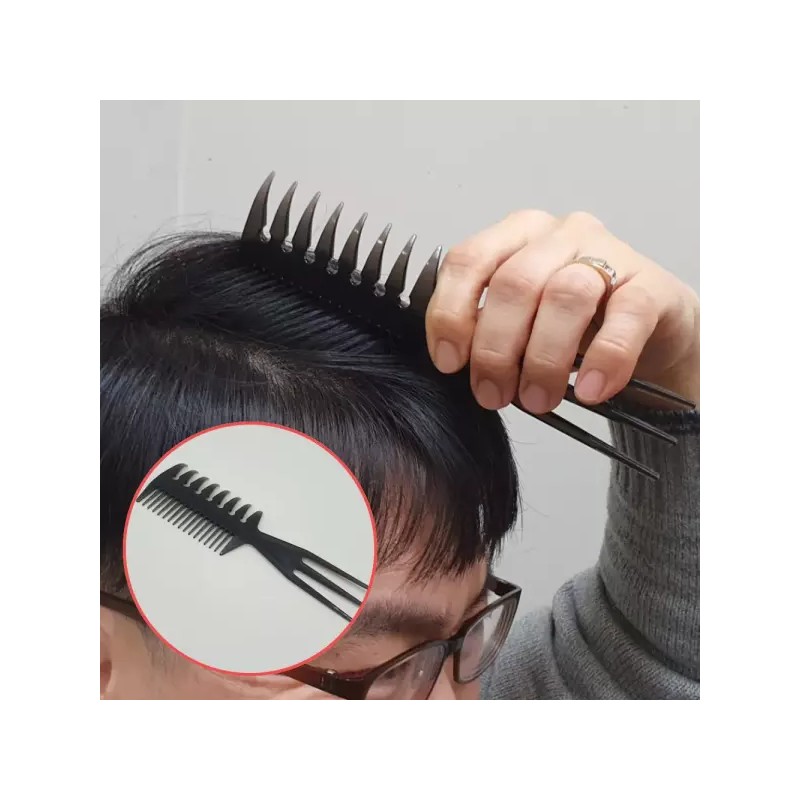 남자 머리 꼬리빗 도끼빗 3way 가르마 포마드빗 Men's 3 Way