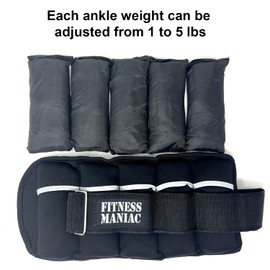 Adjustable Ankle Weights Pair for Men & Women 10 lbs Total Weight, 1-5 lbs Per Ankle, Leg Weight Straps for Gym, Fitness, Workout, Walking, Jogging