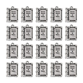 AUEAR, DIY Charms Inspirational Message Charm Pendants for Jewelry Making Inspiration Words for DIY Necklace Bracelet (20 Pcs, Once Upon A Time Message)