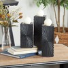 CosmoLiving by Cosmopolitan Wood Geometric Carved Pillar Candle Holder, Set