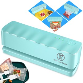 Bag Sealer - Mini Rechargeable Food Sealer Machine,5 Adjustable Gears Chip Bag Resealer,with 3000mAh Battery and 4.7" Heating Strip Seal for Vacuum Sealer Bags, Food Snack Bags Storage (Green)