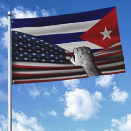 Usa America American And Cuba Cuban Flag 3x5 Ft Double-Sided Printed Indoor/Outdoor Flag Polyester Fabric Decorative Banner With 2 Brass Grommets 3x5 Foot National Flags For Outside