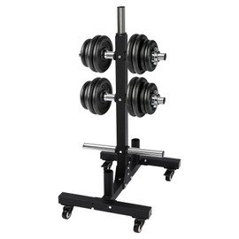 Weight Storage Rack, H-Shaped Base Dumbbell Rack with 4 Universal Wheels, Bumper Weight Plate Tree for Storing Dumbbells in Homes, Hotels, Gyms