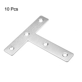 sourcing map Flat T Shape Repair Mending Plate, 80x80mm/ 3.15"x3.15", Stainless Steel Joining Bracket Support Brace, Pack of 10