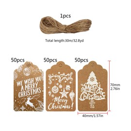 150 Pieces Recyclable Christmas Tags Paper Tags Brown Tags Christmas Red Gift Tags with String Label Tags Gift Wrapping Price Tags Biodegradable Wrapping Paper White Christmas Wrapping Accessories