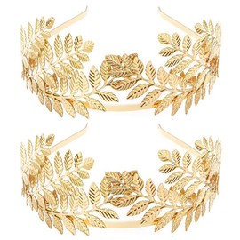 2 Pack Goddess Crown Bridal Headband Leaf Tiara Crown Wedding Hair Accessories Greek Bridesmaid Prom Festival Queen Tiara Queen Crown Wedding Hair Piece for Women and Girls