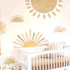 Half Sun Wall Decals Large Wall Decals Modern Wall Decals Vinyl Wall Decals Removable Peel and Stick Wall Stickers for Living Room Bedroom Playroom Decor