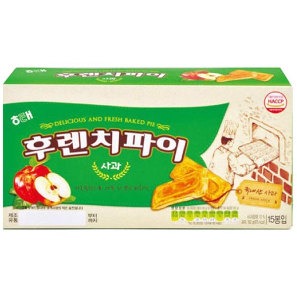 Haitai French Pie 64 Layer Pie with Jam | 15 Pies per Container | Korea's most popular snack (Apple)