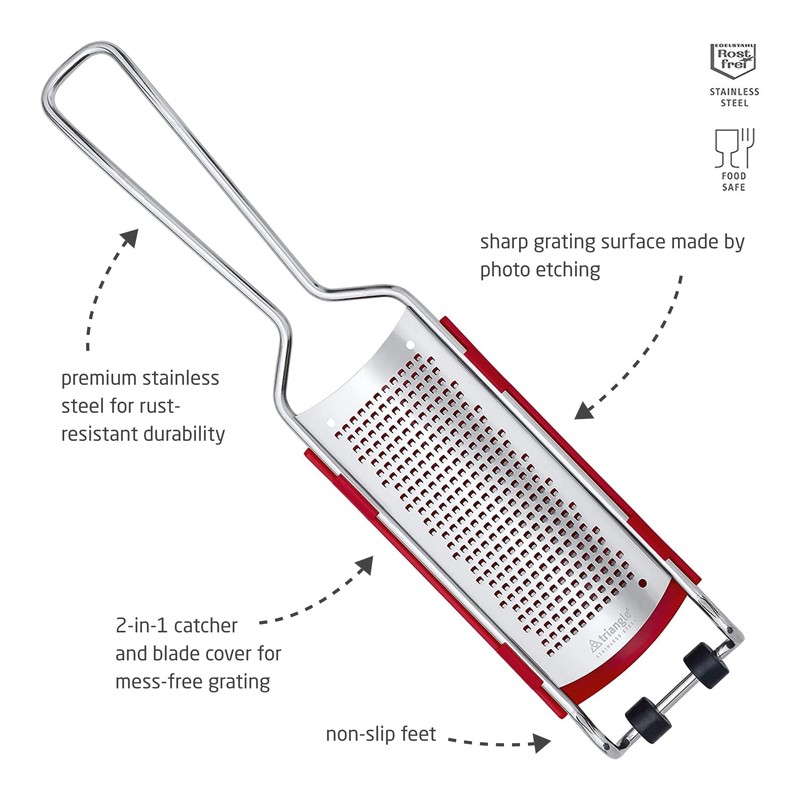 triangle Fine Grater with Removable Catcher - Ultra-Sharp Stainless Steel