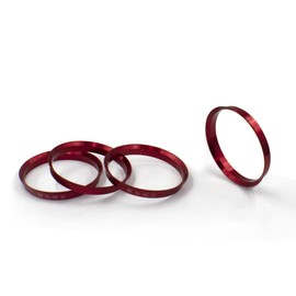Wheel Accessories Parts Set of 4 Hub Centric Ring 72.56mm OD to 54.10mm Hub ID, Red Metal (Wheel Hub Ring, 4 Pack, 72.56 mm OD to 54.10 mm ID Wheel Centerbore, Metal)