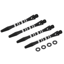 PATIKIL Aluminum Dart Shafts 45mm, 4 Pack Medium 2BA Thread Dart Stems Replacement Accessories with Rubber Rings for Steel Tip, Black