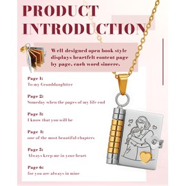 Gaahkai Chapter Book Necklace for Granddaughter, The Most Beautiful Adjustable Treasured Gift from Grandma (Silver Gold)