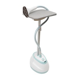 Standing Steamer with Ironing Board, 0.42Gallon Water Tank, Heats in 45 Seconds & Auto-Stop, Clothes Steamer, Garment Steamer (White)