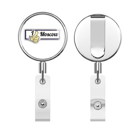 I Like Moscow Travel Slogan Round ID Badge Key Card Tag Holder Badge Retractable Reel Badge Holder with Belt Clip