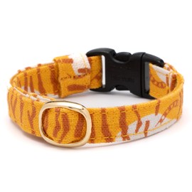 ぽぽねこ グラフィック猫首輪 猫もよう セーフティバックル・鈴付き・ハゲにくい (茶トラ・茶白, M)