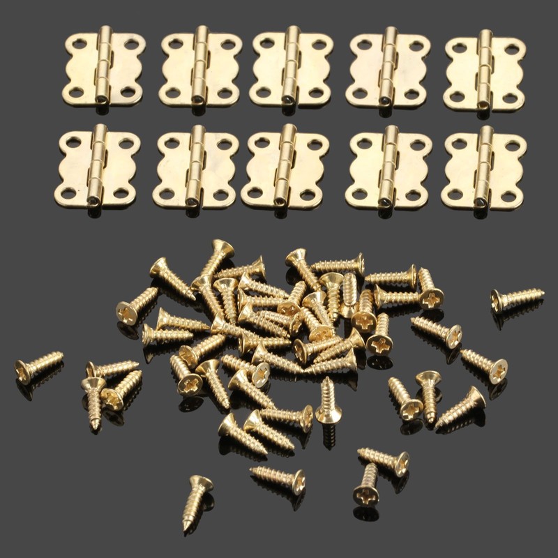 Mini Hinges, Trigger Hinges, 50 Pieces, For Wooden Boxes, Flat