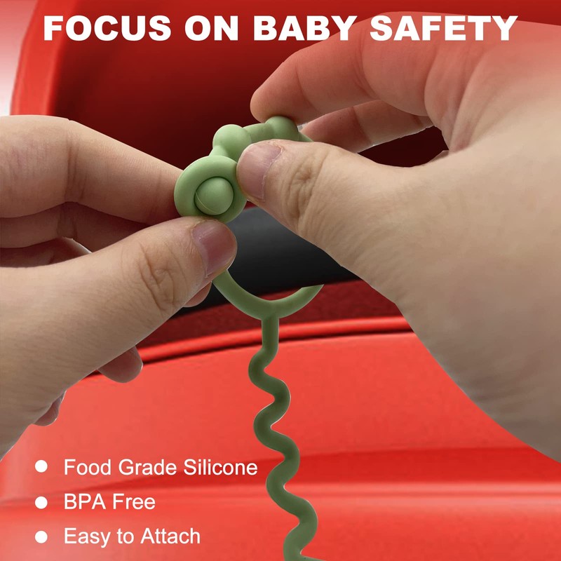 Toy Straps for Baby, 5 Pack Silicone Toy Straps for