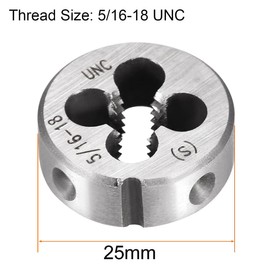 TA-VIGOR 1pc 5/16-18 UNC Metric Adjustable Threading Die, Alloy Tool Steel Right Hand Round Die for Processing, Correcting or Cleaning External Threads (Metal, Plastic)