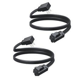 DEWENWILS Heavy Duty 3FT Extension Cord with 3-Prong Flat Plug, 15A/1875W 14/3 SPT-3 Flat Wire, Space Saving for Home Office Appliances & Electronics, ETL Listed, 2 Pack, Black