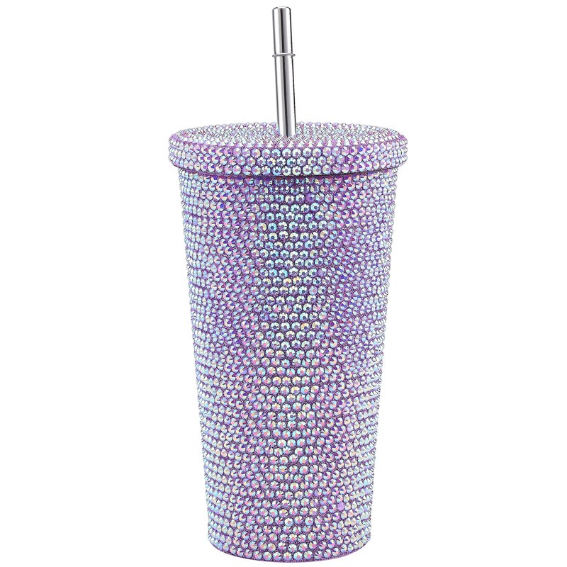 500ml Water Bottle Stainless Steel Rhinestone Decoration Vacuum Water Cup