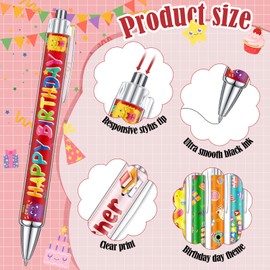 Cholemy 48 Pieces Happy Birthday Pens Bulk Happy Birthday Ballpoint Pens for Students Colorful Birthday Black Ink Pen Happy Birthday Classroom Gift Pens for Classrooms Reward Birthday Party Supplies