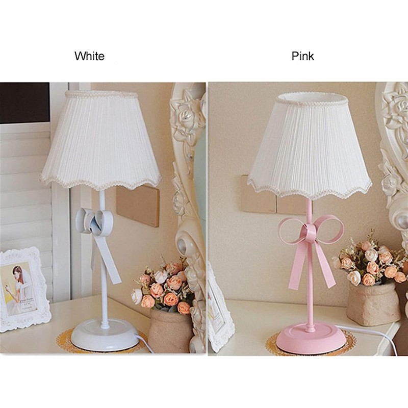 LTTKLMP Nordic White Pink Table Lamp for Girl's Bedroom Single