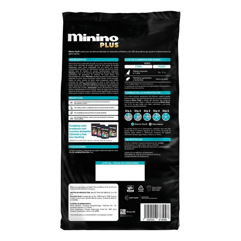 Alimento seco Minino Plus gato adulto 10kg