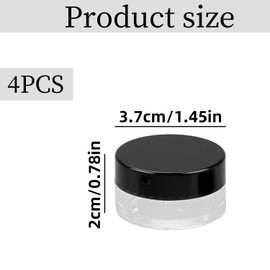 Tabanzhe 4PCS 10 Gram Sample Pots,Travel Clear Cosmetic Containers Jars with Black Lids,Leakproof Mini Travel Bottles Pots for Toiletries Cream Lotions Eye Shadow Nail Powder Makeup