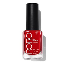 roro AHA Infused 21+ Free Nail Polish - Chip-Resistant High-Impact Nail Color Lacquer Made in the USA, Vegan/Cruelty-Free, Gluten-Free, Smitten Kitten, Bright Red, .4Fl Oz/12mL