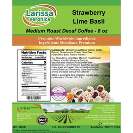 Strawberry Lime Basil Medium Roast Decaf Coffee (Gourmet, Naturally Flavored, Whole Coffee Beans) (8 oz, ZIN: 566941)