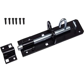Infinity Decor Black Padbolt Brenton Bolts, 4” or 6” Steel Sliding Bolt Lock - for Gates, Sheds, Garden (6" - 150mm)