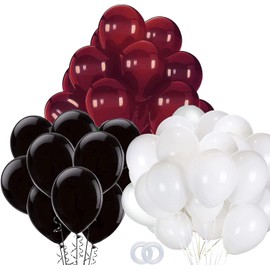 Graduation Decorations Maroon Black 2025/Burgundy Black Graduation Party Decorations 45Pcs Burgundy White Balloons Maroon Birthday Party Decor/Wedding