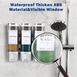 Shampoo and Conditioner Dispenser,Shower Shampoo Dispenser 3 Chamber No Dril for Shower Wall Mounted Body Wash for Bathroom Hotel Kitchen,3 * 300ML,Large Capacity Silver