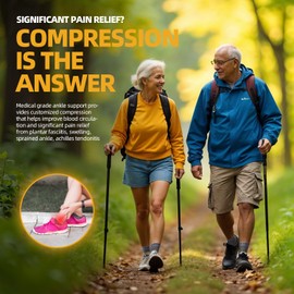 Ankle Brace for Plantar Fasciitis Relief, 2 Pack Ankle Compression Socks for Men & Women, Ankle Wrap Support for Achilles Tendonitis, Sprained Ankle, Foot Brace for Sports, Grey, L