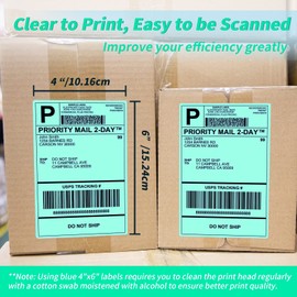 Memoking 4x6 Thermal Direct Shipping Label - 4''x 6'' Fan-Fold Labels for Shipping Labels, Barcodes, Address, Mail, Product Logo,Small Business Labeling, Green (500pcs)