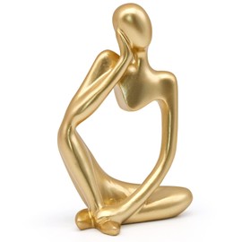 Home Decor Thinker Statue Ornaments Gold Decor Abstract Art Sculpture, Golden Resin Collectible Figurines For Home Living Room Bathroom Decorative Home Accessories (A-Gold Left)